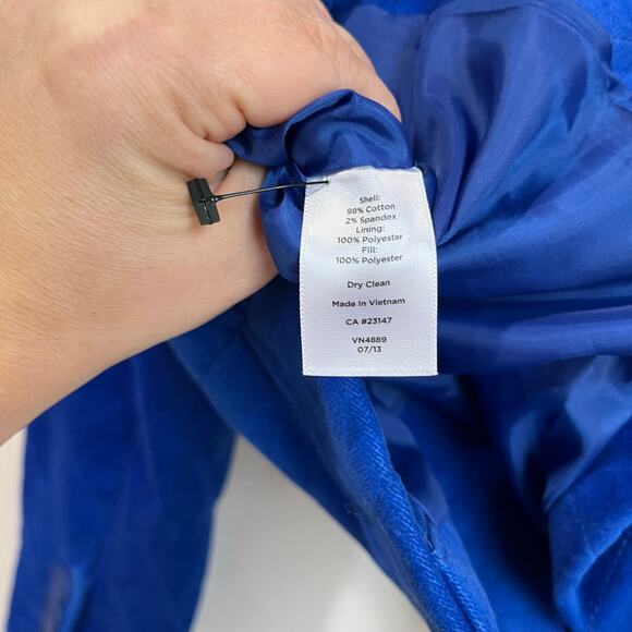 Talbots Petites Velvet Quilted Button Jacket 10P Blue Classic Fall Layering Coat - Picture 5 of 6